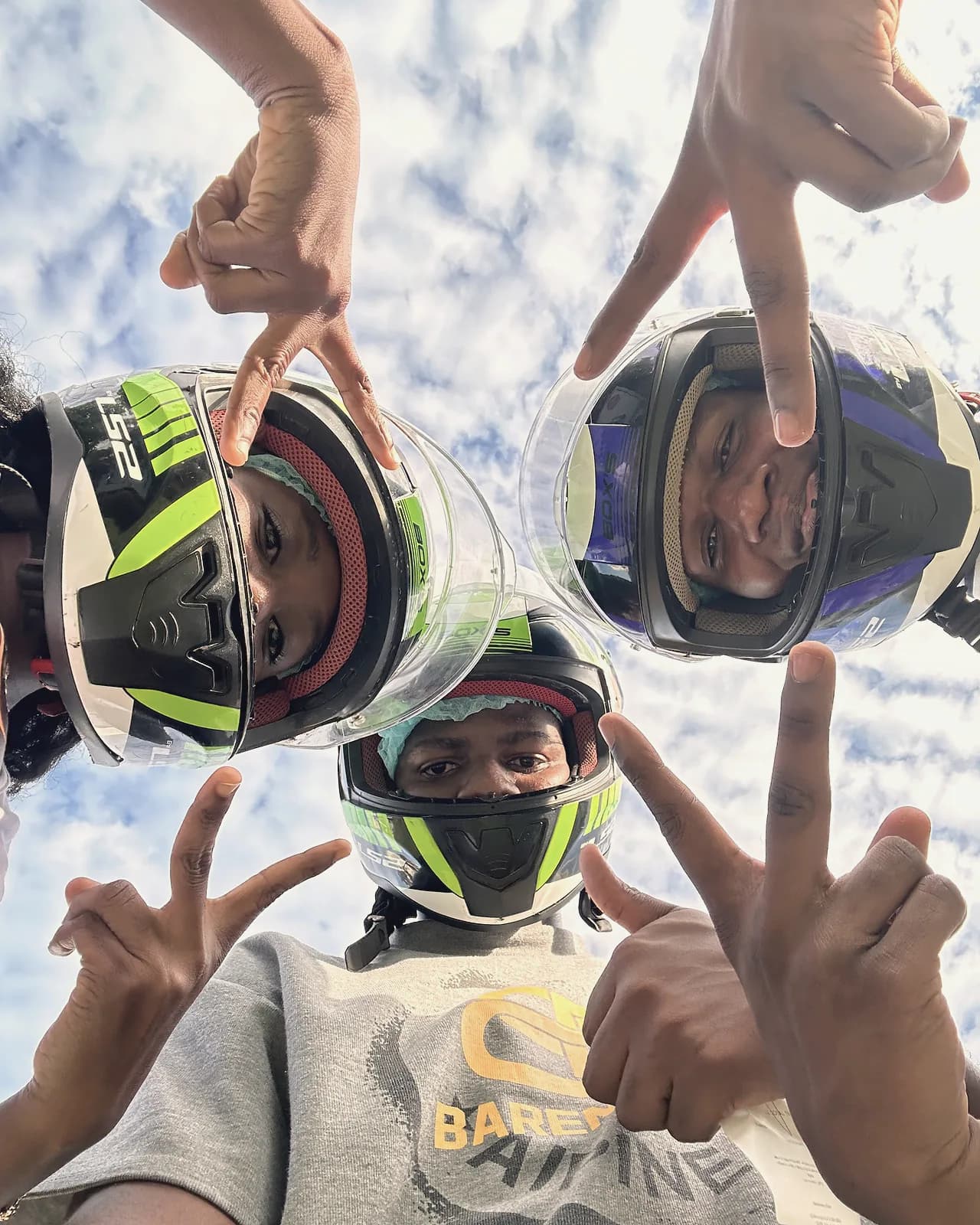 Helmets on